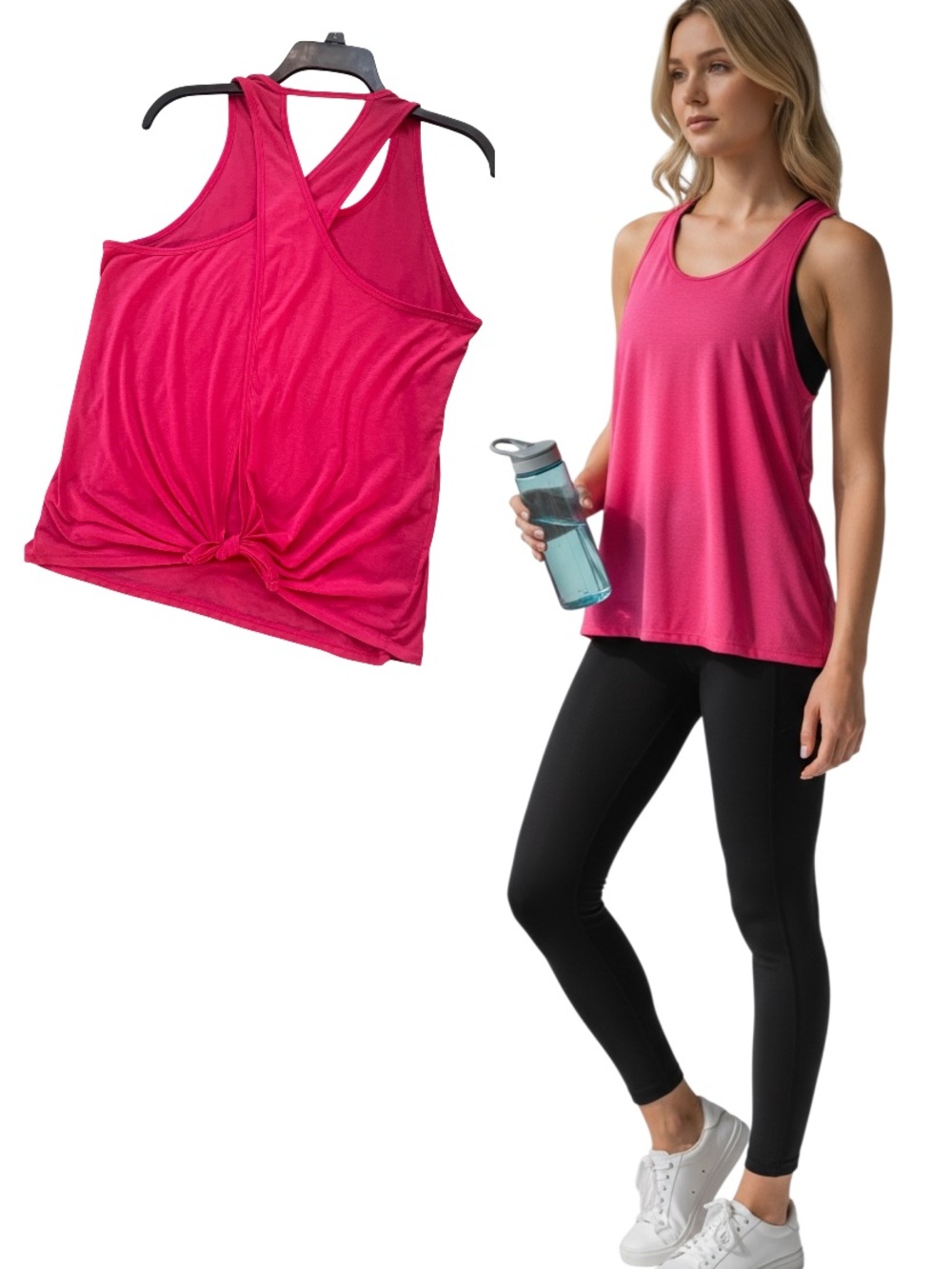 Athleta Essence Nirvana Tie Back Tank Top Pink Magenta Activewear Women's Size S